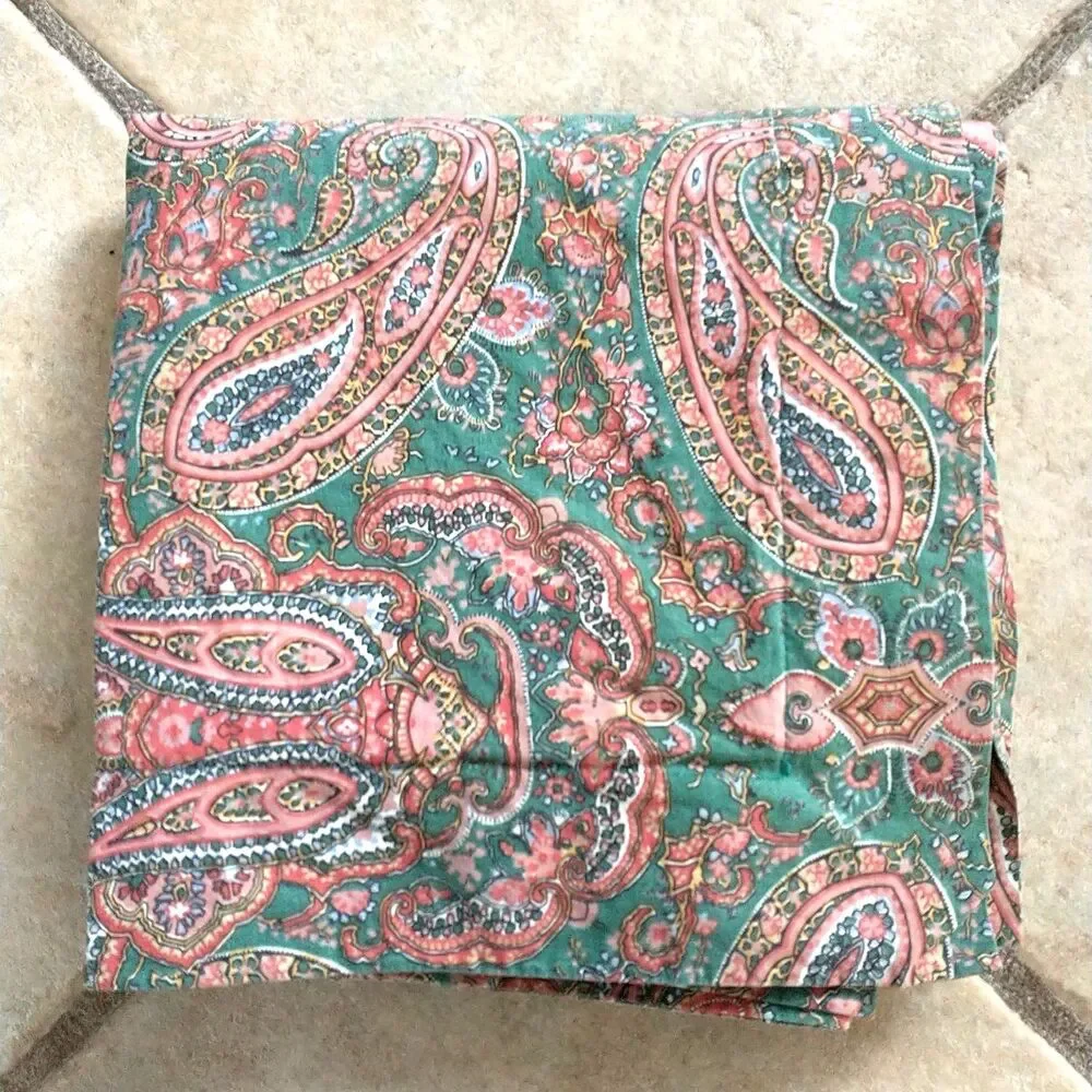 VTG Ralph Lauren Pillow Cover Paisley Floral Green Red Square 30x31